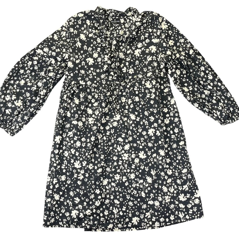 Floral Print Black & White Dress XS